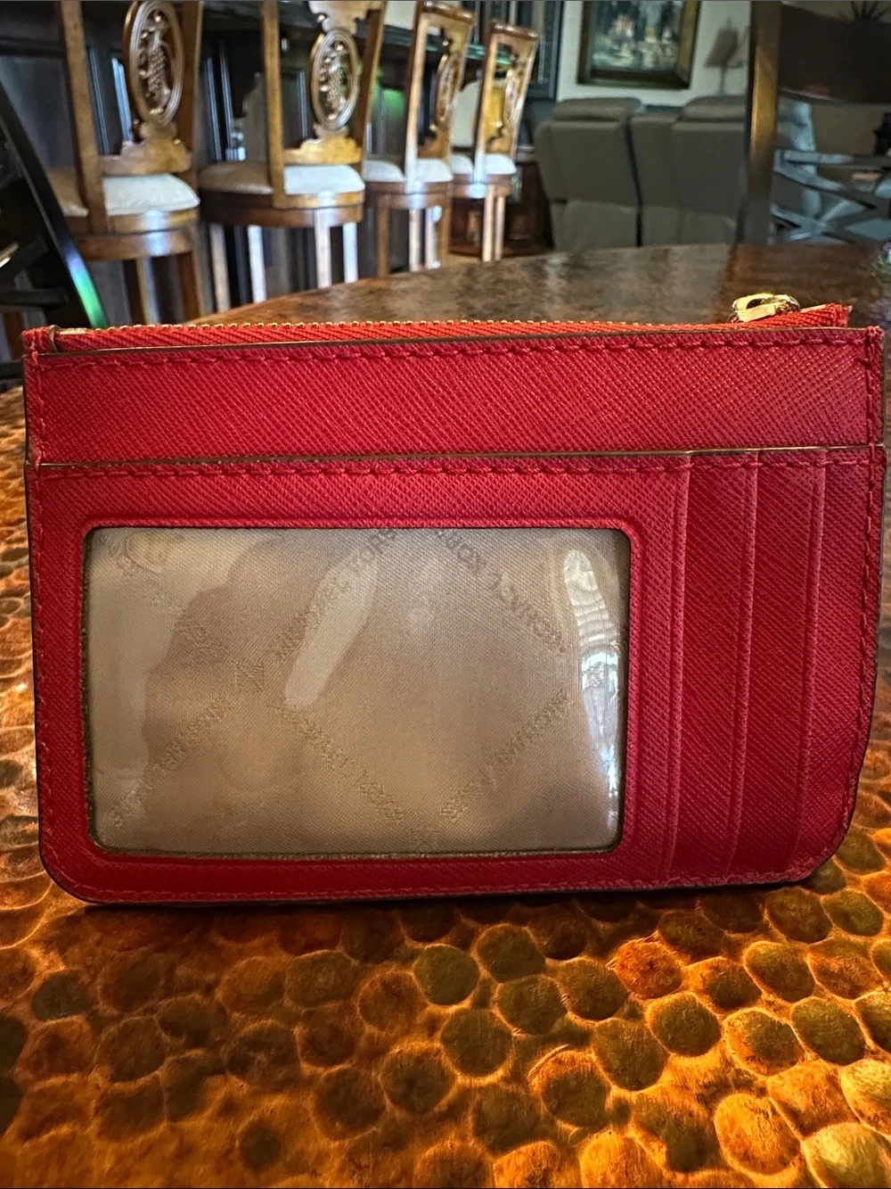 Michael Kors Top Zip Coin Wallet in Saffiano Leather with ID window and Keyring